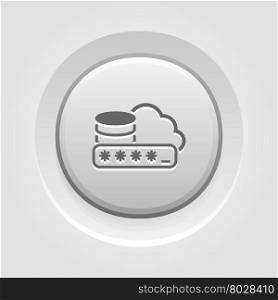 Secure Cloud Storage Icon.. Secure Cloud Storage Icon. Flat Design Grey Button Design