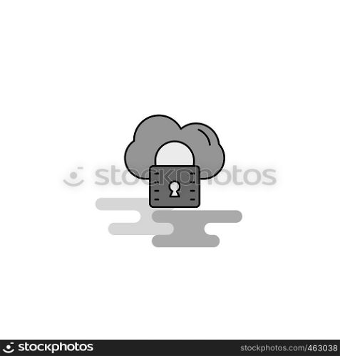 Secure cloud Web Icon. Flat Line Filled Gray Icon Vector
