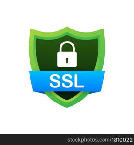 Secure connection icon vector illustration isolated on white background, flat style secured ssl shield symbols. Secure connection icon vector illustration isolated on white background, flat style secured ssl shield symbols.