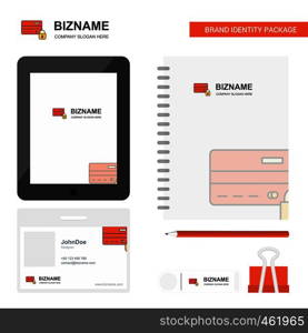 Secure credit card Business Logo, Tab App, Diary PVC Employee Card and USB Brand Stationary Package Design Vector Template