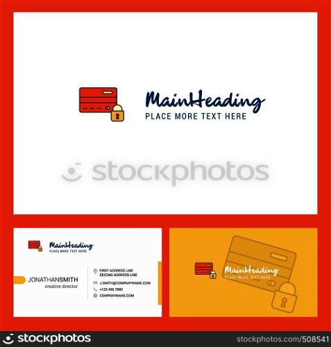 Secure credit card Logo design with Tagline & Front and Back Busienss Card Template. Vector Creative Design