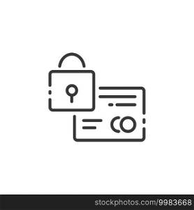 Secure credit card payment thin line icon. Security padlock. Isolated outline commerce vector illustration