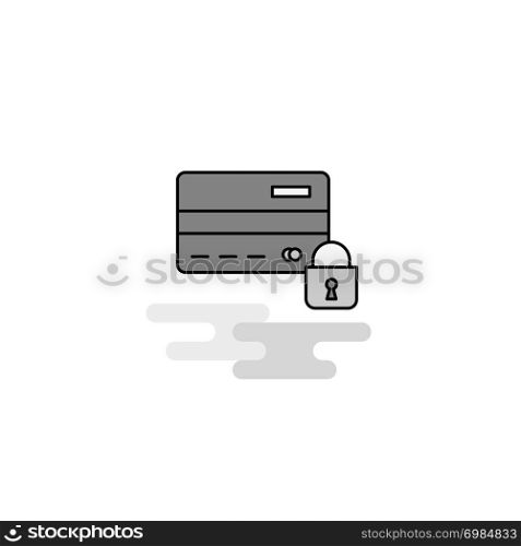 Secure credit card Web Icon. Flat Line Filled Gray Icon Vector
