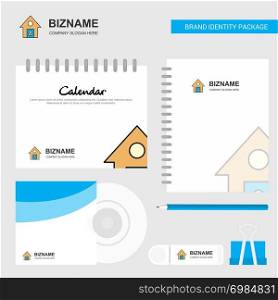 Secure house Logo, Calendar Template, CD Cover, Diary and USB Brand Stationary Package Design Vector Template