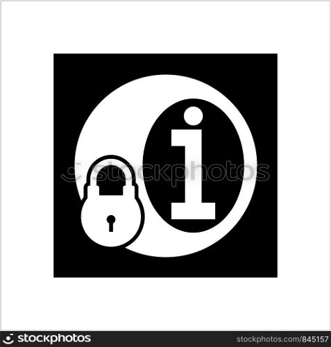 Secure Information Icon, Locked Information Icon Vector Art Illustration