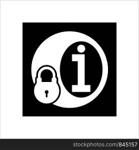Secure Information Icon, Locked Information Icon Vector Art Illustration