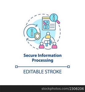 Secure information processing concept icon. Data changing. Basic digital skills abstract idea thin line illustration. Isolated outline drawing. Editable stroke. Arial, Myriad Pro-Bold fonts used. Secure information processing concept icon