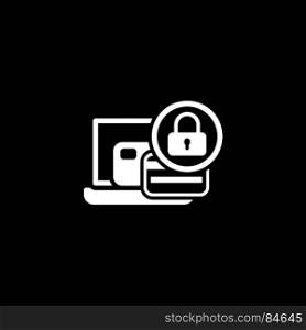 Secure Payment Icon. Flat Design.. Secure Payment Icon. Isolated Illustration. App Symbol or UI element. Laptop with Bank Card and Padlock.