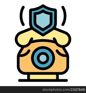 Secure phone icon. Outline secure phone vector icon color flat isolated. Secure phone icon color outline vector