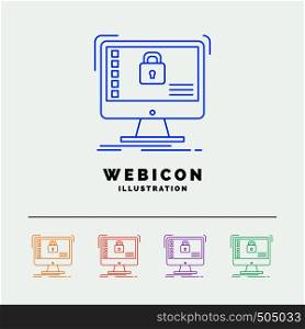 secure, protection, safe, system, data 5 Color Line Web Icon Template isolated on white. Vector illustration. Vector EPS10 Abstract Template background