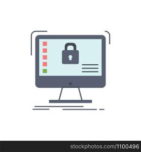 secure, protection, safe, system, data Flat Color Icon Vector