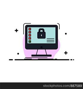 secure, protection, safe, system, data Flat Color Icon Vector