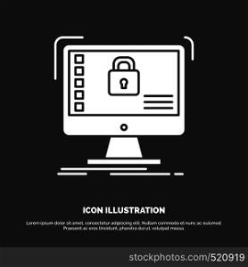 secure, protection, safe, system, data Icon. glyph vector symbol for UI and UX, website or mobile application. Vector EPS10 Abstract Template background