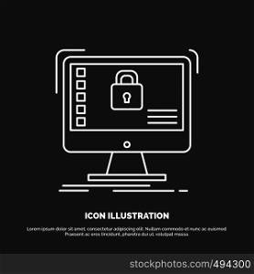 secure, protection, safe, system, data Icon. Line vector symbol for UI and UX, website or mobile application. Vector EPS10 Abstract Template background