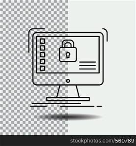 secure, protection, safe, system, data Line Icon on Transparent Background. Black Icon Vector Illustration. Vector EPS10 Abstract Template background