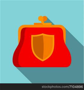 Secure purse icon. Flat illustration of secure purse vector icon for web design. Secure purse icon, flat style