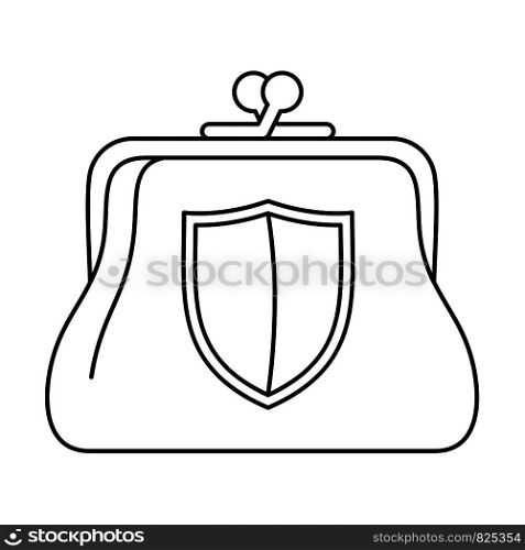 Secure purse icon. Outline secure purse vector icon for web design isolated on white background. Secure purse icon, outline style