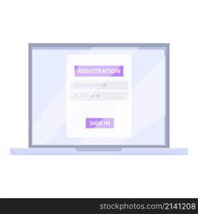 Secure register icon cartoon vector. Online form. Login account. Secure register icon cartoon vector. Online form