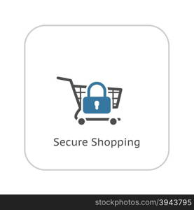 Secure Shopping Icon. Flat Design.. Secure Shopping Icon. Flat Design. Business Concept. Isolated Illustration.