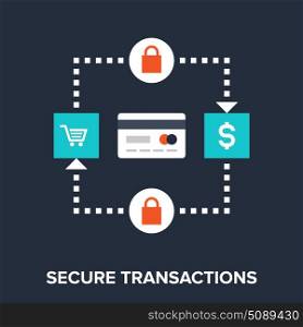 secure transactions. Abstract vector illustration of secure transactions flat design concept.