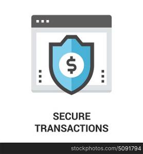 secure transactions icon concept. Modern flat vector illustration icon design concept. Icon for mobile and web graphics. Flat symbol, logo creative concept. Simple and clean flat pictogram