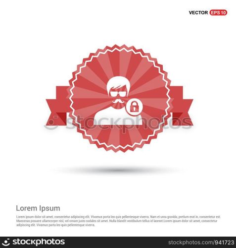 Secure User Icon - Red Ribbon banner