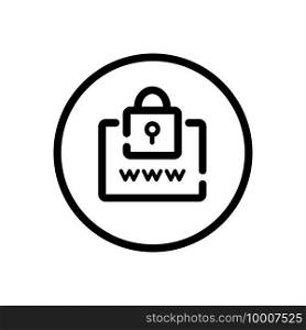 Secure web navigation. Security padlock. Internet concept. Commerce outline icon in a circle. Isolated vector illustration