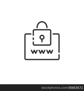 Secure web navigation thin line icon. Security padlock. Internet concept. Isolated outline commerce vector illustration