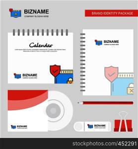 Secure website Logo, Calendar Template, CD Cover, Diary and USB Brand Stationary Package Design Vector Template