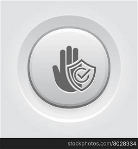 Secured Area Icon. Flat Design.. Secured Area Icon. Flat Design Grey Button Design