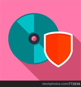 Secured cd disk icon. Flat illustration of secured cd disk vector icon for web design. Secured cd disk icon, flat style