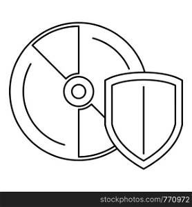 Secured cd disk icon. Outline illustration of secured cd disk vector icon for web design isolated on white background. Secured cd disk icon, outline style