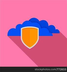 Secured cloud data icon. Flat illustration of secured cloud data vector icon for web design. Secured cloud data icon, flat style