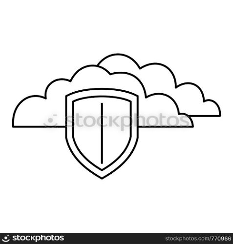 Secured cloud data icon. Outline illustration of secured cloud data vector icon for web design isolated on white background. Secured cloud data icon, outline style