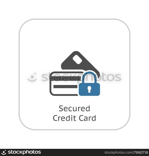 Secured Credit Card Icon. Flat Design. Business Concept. Isolated Illustration.. Secured Credit Card Icon. Flat Design.