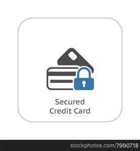 Secured Credit Card Icon. Flat Design. Business Concept. Isolated Illustration.. Secured Credit Card Icon. Flat Design.