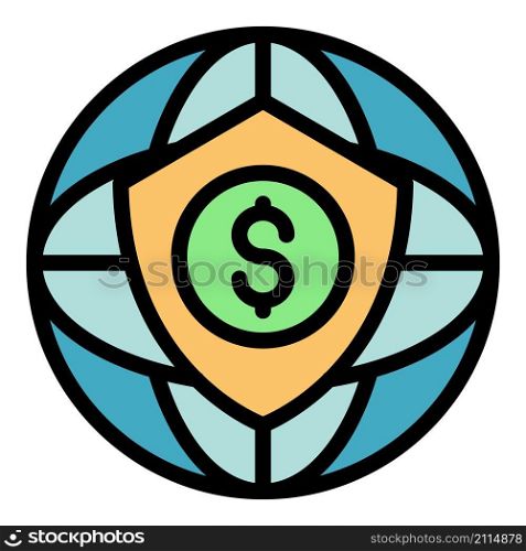 Secured credit union icon. Outline secured credit union vector icon color flat isolated. Secured credit union icon color outline vector