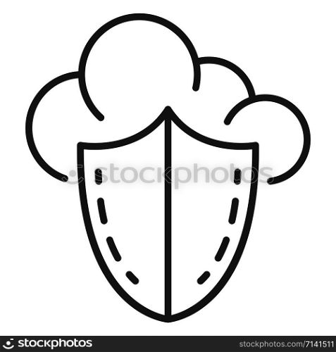 Secured data cloud icon. Outline secured data cloud vector icon for web design isolated on white background. Secured data cloud icon, outline style