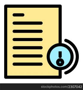Secured document icon. Outline secured document vector icon color flat isolated. Secured document icon color outline vector