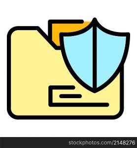 Secured folder icon. Outline secured folder vector icon color flat isolated. Secured folder icon color outline vector