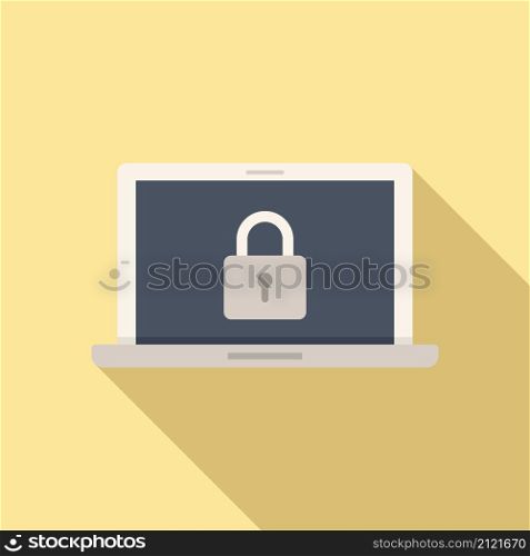 Secured laptop icon flat vector. Computer data. Secure information. Secured laptop icon flat vector. Computer data