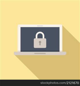 Secured laptop icon flat vector. Computer data. Secure information. Secured laptop icon flat vector. Computer data