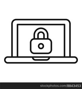 Secured laptop icon outline vector. Cipher data. Lock code. Secured laptop icon outline vector. Cipher data