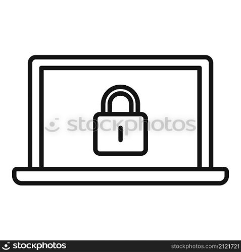 Secured laptop icon outline vector. Computer data. Secure information. Secured laptop icon outline vector. Computer data