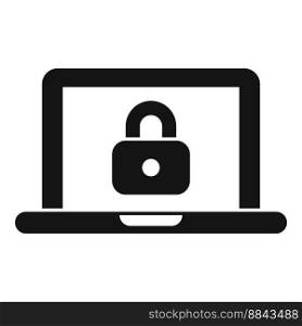 Secured laptop icon simple vector. Cipher data. Lock code. Secured laptop icon simple vector. Cipher data