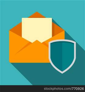Secured mail icon. Flat illustration of secured mail vector icon for web design. Secured mail icon, flat style