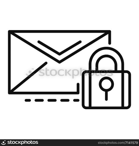 Secured mail icon. Outline secured mail vector icon for web design isolated on white background. Secured mail icon, outline style