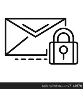Secured mail icon. Outline secured mail vector icon for web design isolated on white background. Secured mail icon, outline style