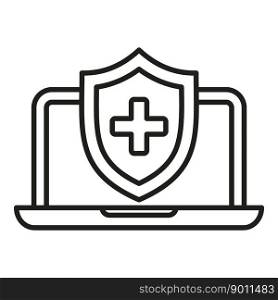 Secured medical laptop icon outline vector. Medicine doctor. Health service. Secured medical laptop icon outline vector. Medicine doctor