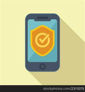 Secured mobile payment icon flat vector. Online pay. Card digital. Secured mobile payment icon flat vector. Online pay